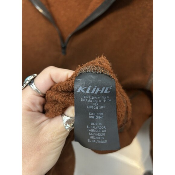 Kuhl Pullover Mens Large Orange Quarter Zip Revel Sweater Outdoors Hiking Skiing - Picture 7 of 10